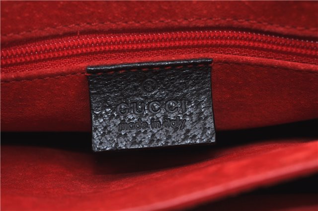 Authentic GUCCI Vintage Bamboo Hand Bag Purse Leather 0021061 Black 7059D