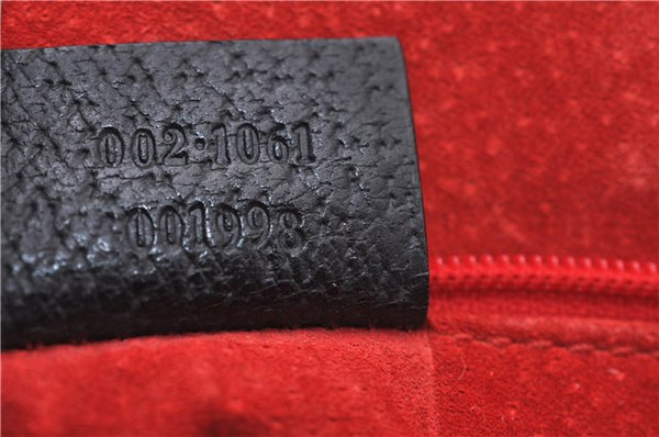 Authentic GUCCI Vintage Bamboo Hand Bag Purse Leather 0021061 Black 7059D