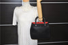 Authentic GUCCI Vintage Bamboo Hand Bag Purse Leather 0021061 Black 7059D