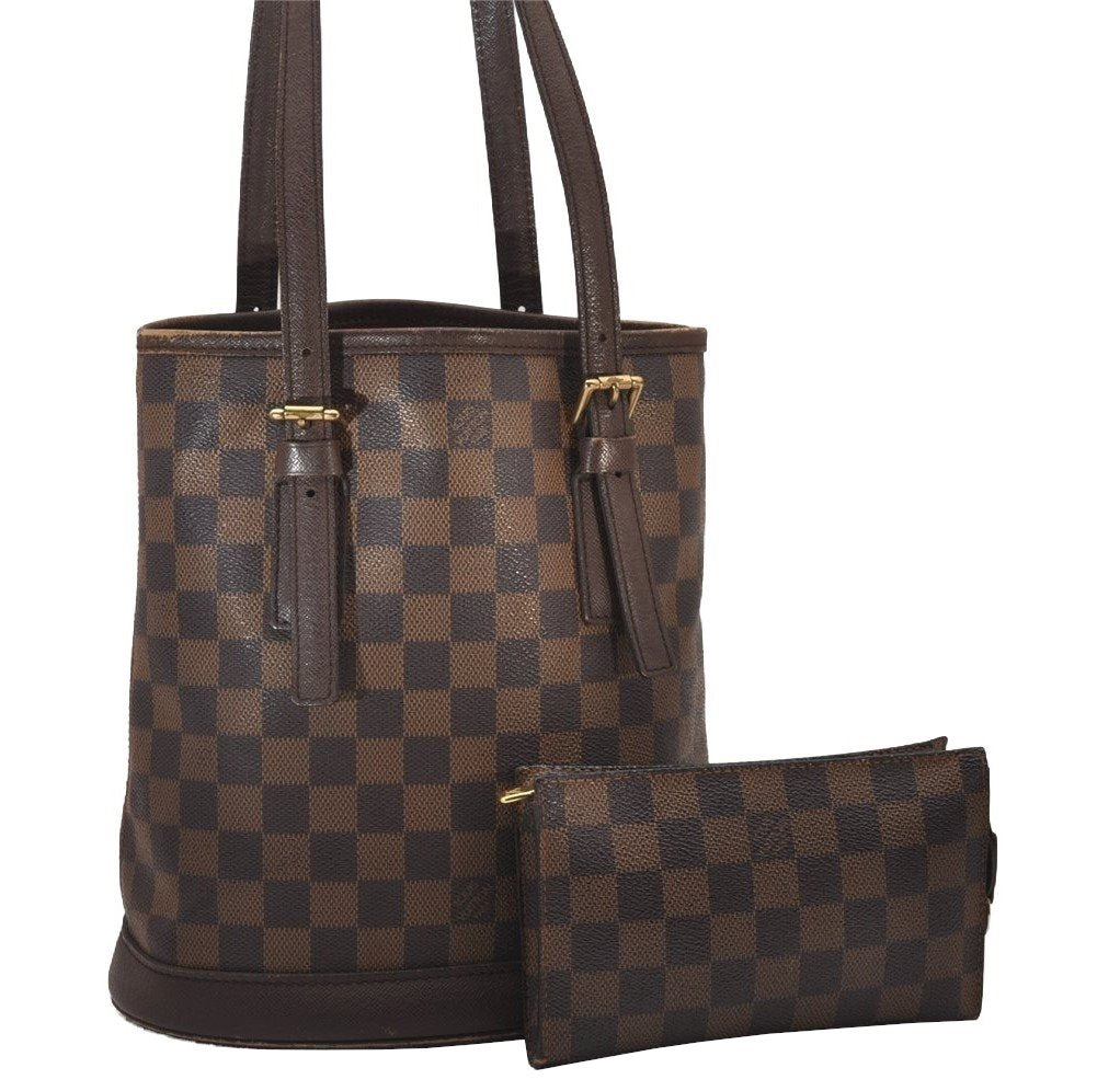 Authentic Louis Vuitton Damier Marais Bucket Shoulder Tote Bag N42240 LV 7062I