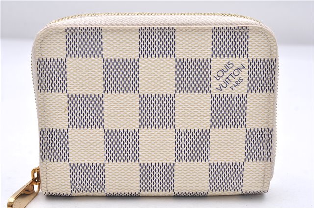 Authentic Louis Vuitton Damier Azur Zippy Coin Purse Wallet N63069 LV 7063E