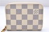 Authentic Louis Vuitton Damier Azur Zippy Coin Purse Wallet N63069 LV 7063E