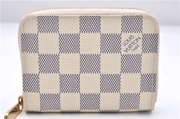 Authentic Louis Vuitton Damier Azur Zippy Coin Purse Wallet N63069 LV 7063E