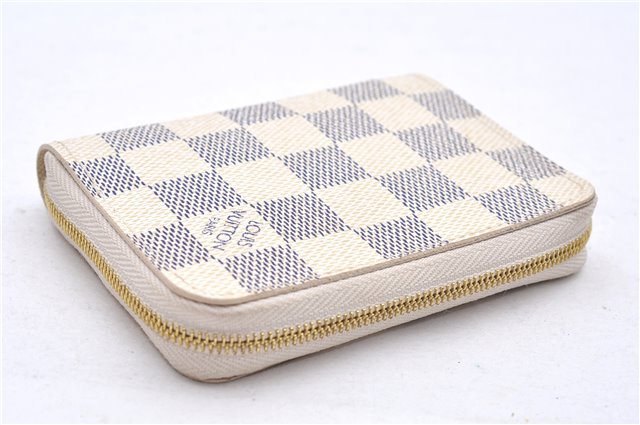 Authentic Louis Vuitton Damier Azur Zippy Coin Purse Wallet N63069 LV 7063E