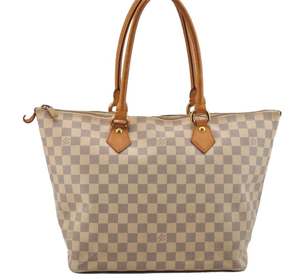 Authentic Louis Vuitton Damier Azur Saleya MM Shoulder Tote Bag N51185 LV 7063I