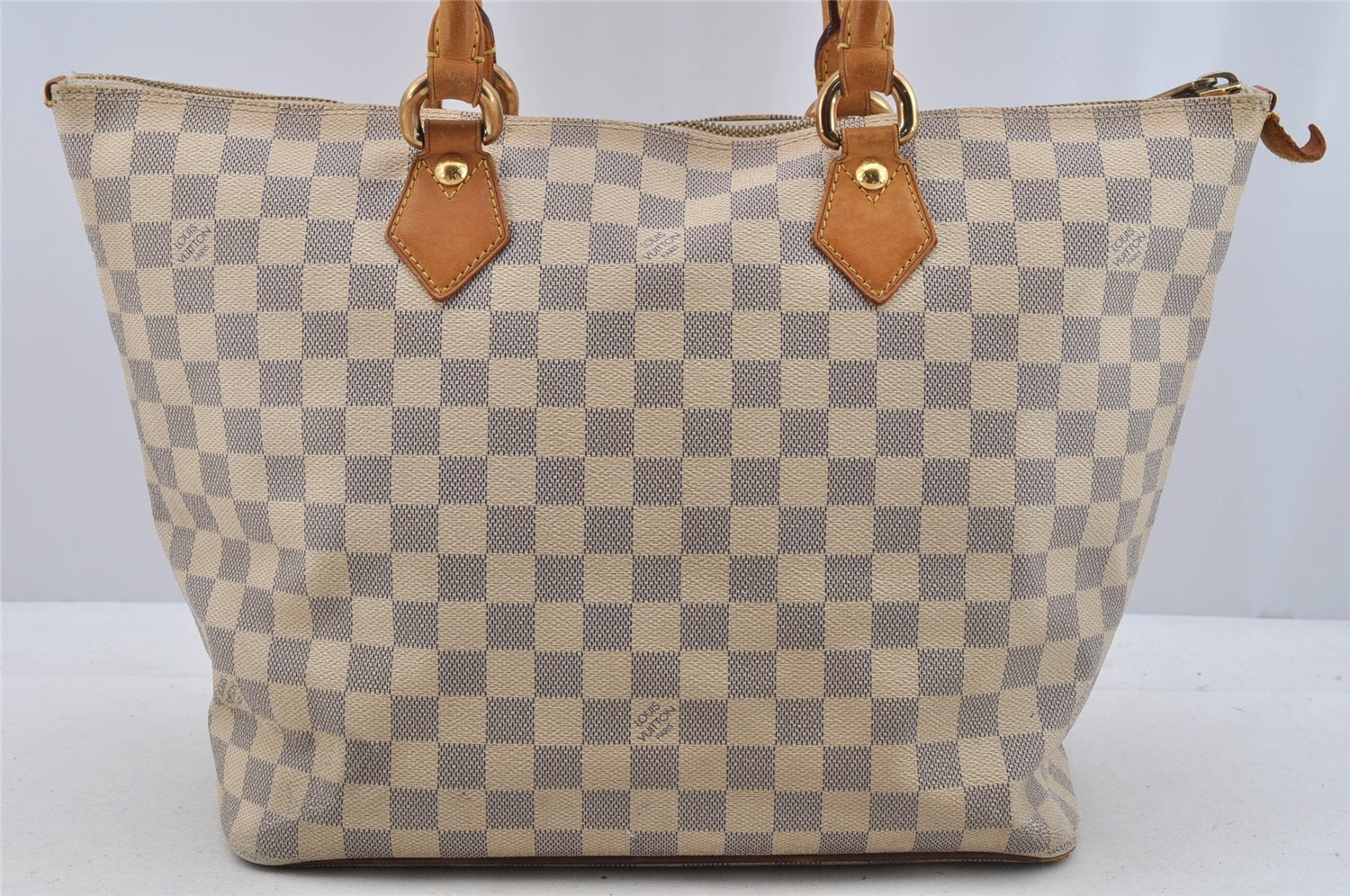 Authentic Louis Vuitton Damier Azur Saleya MM Shoulder Tote Bag N51185 LV 7063I