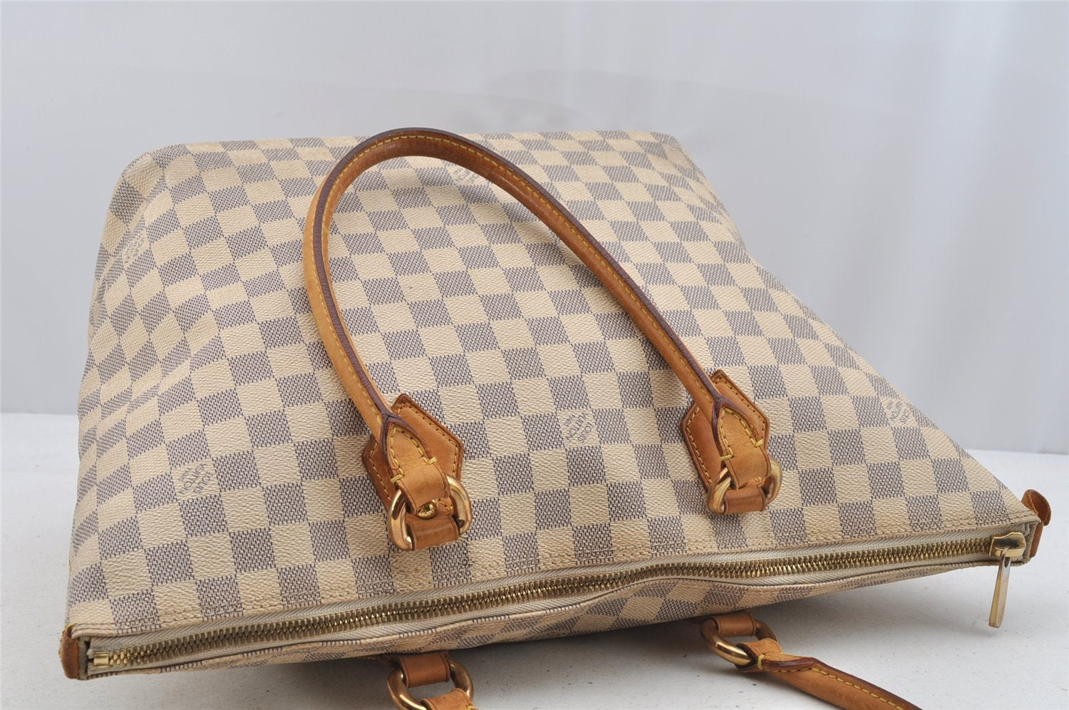 Authentic Louis Vuitton Damier Azur Saleya MM Shoulder Tote Bag N51185 LV 7063I