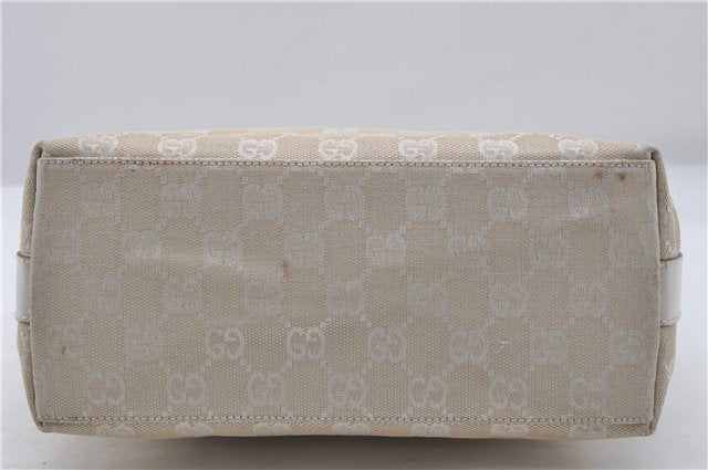 Authentic GUCCI Shoulder Hand Bag Purse GG Canvas Leather 0000602 Ivory 7066D