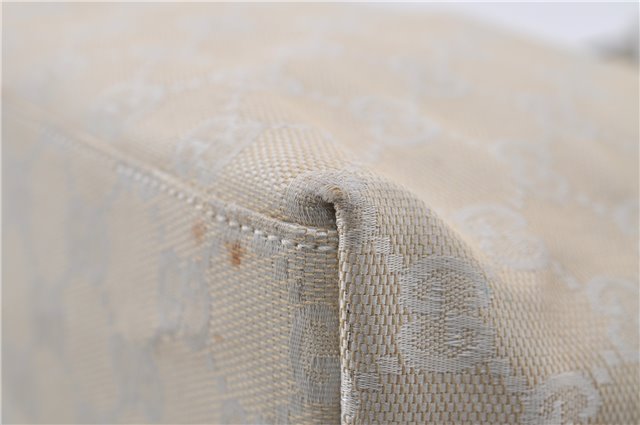 Authentic GUCCI Shoulder Hand Bag Purse GG Canvas Leather 0000602 Ivory 7066D