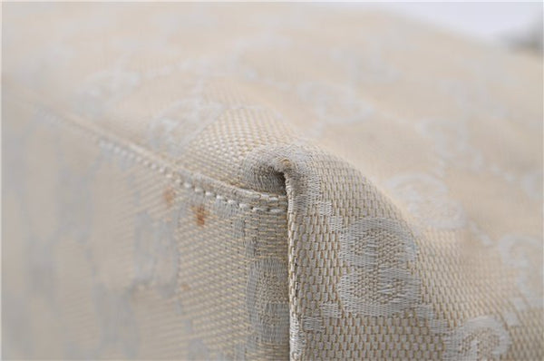 Authentic GUCCI Shoulder Hand Bag Purse GG Canvas Leather 0000602 Ivory 7066D