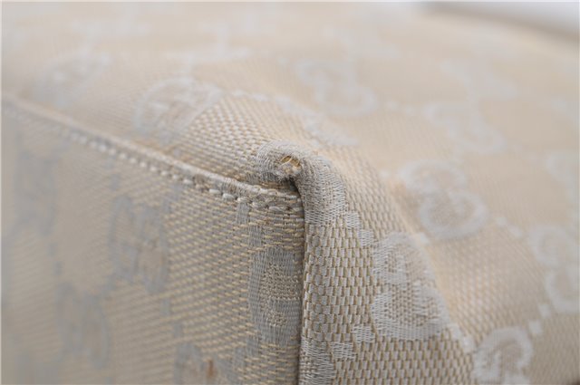 Authentic GUCCI Shoulder Hand Bag Purse GG Canvas Leather 0000602 Ivory 7066D