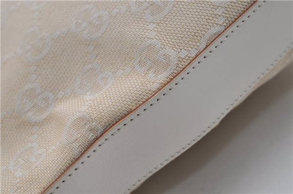 Authentic GUCCI Shoulder Hand Bag Purse GG Canvas Leather 0000602 Ivory 7066D