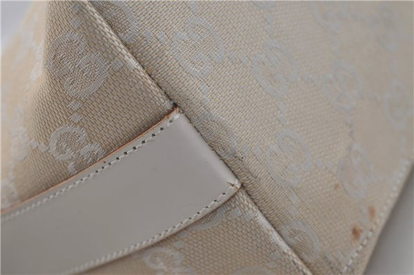 Authentic GUCCI Shoulder Hand Bag Purse GG Canvas Leather 0000602 Ivory 7066D