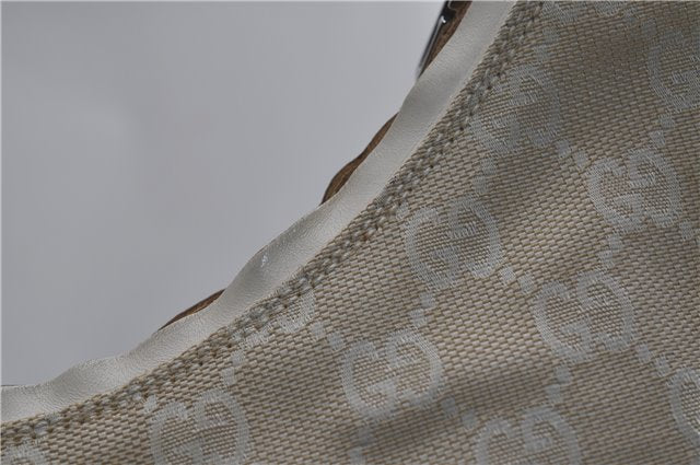 Authentic GUCCI Shoulder Hand Bag Purse GG Canvas Leather 0000602 Ivory 7066D