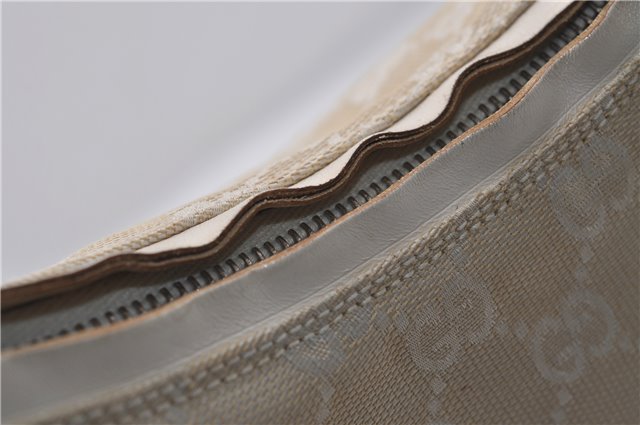 Authentic GUCCI Shoulder Hand Bag Purse GG Canvas Leather 0000602 Ivory 7066D