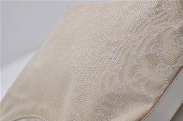 Authentic GUCCI Shoulder Hand Bag Purse GG Canvas Leather 0000602 Ivory 7066D