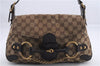 Authentic GUCCI Horsebit Shoulder Hand Bag GG Canvas Leather 114915 Brown 7067D