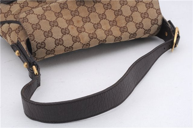 Authentic GUCCI Horsebit Shoulder Hand Bag GG Canvas Leather 114915 Brown 7067D