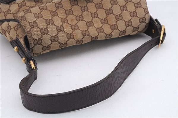 Authentic GUCCI Horsebit Shoulder Hand Bag GG Canvas Leather 114915 Brown 7067D