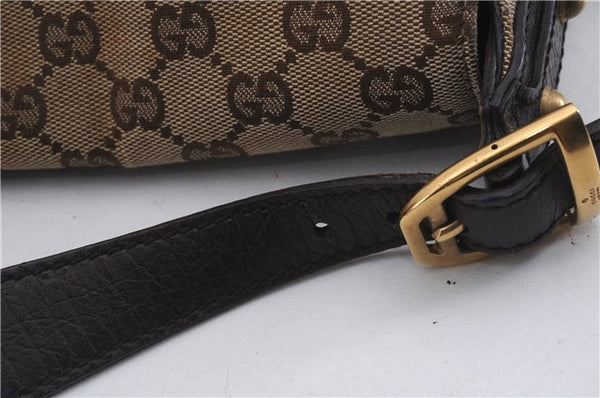 Authentic GUCCI Horsebit Shoulder Hand Bag GG Canvas Leather 114915 Brown 7067D