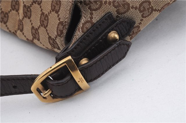 Authentic GUCCI Horsebit Shoulder Hand Bag GG Canvas Leather 114915 Brown 7067D