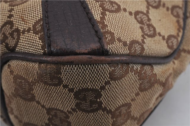 Authentic GUCCI Horsebit Shoulder Hand Bag GG Canvas Leather 114915 Brown 7067D