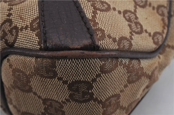Authentic GUCCI Horsebit Shoulder Hand Bag GG Canvas Leather 114915 Brown 7067D