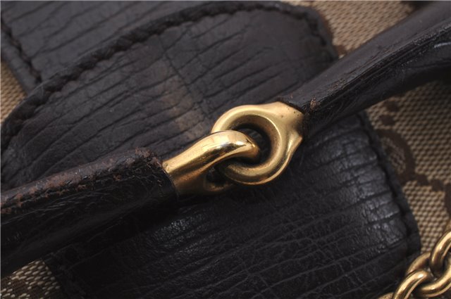 Authentic GUCCI Horsebit Shoulder Hand Bag GG Canvas Leather 114915 Brown 7067D