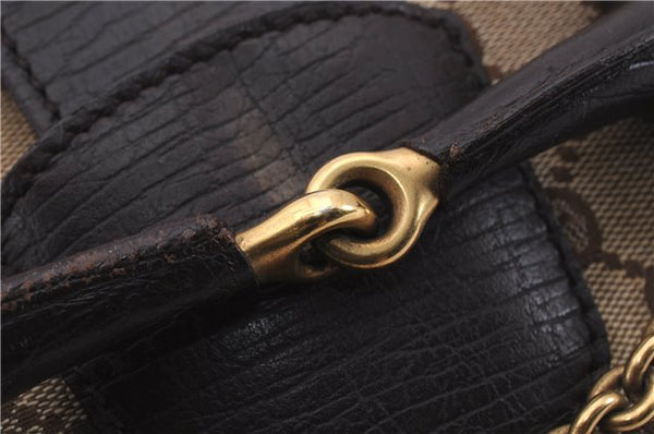 Authentic GUCCI Horsebit Shoulder Hand Bag GG Canvas Leather 114915 Brown 7067D