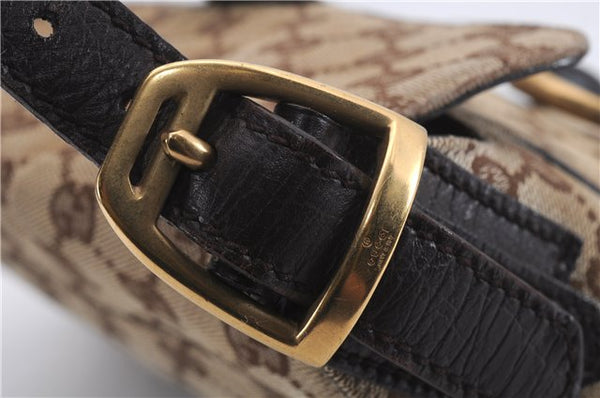 Authentic GUCCI Horsebit Shoulder Hand Bag GG Canvas Leather 114915 Brown 7067D