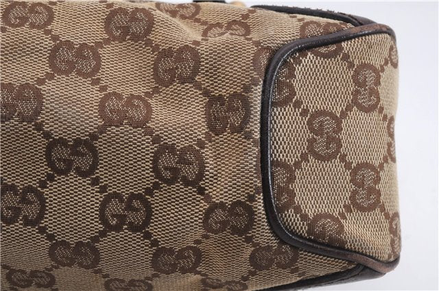 Authentic GUCCI Horsebit Shoulder Hand Bag GG Canvas Leather 114915 Brown 7067D