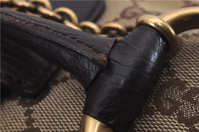 Authentic GUCCI Horsebit Shoulder Hand Bag GG Canvas Leather 114915 Brown 7067D