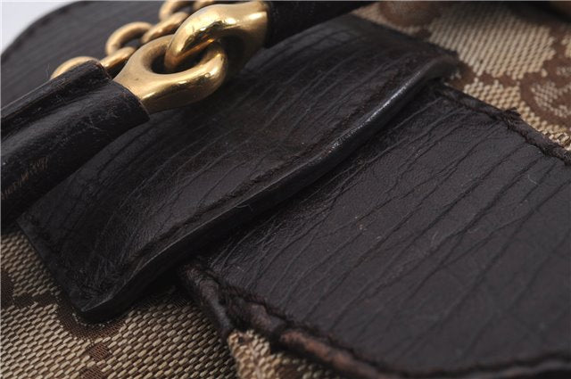 Authentic GUCCI Horsebit Shoulder Hand Bag GG Canvas Leather 114915 Brown 7067D