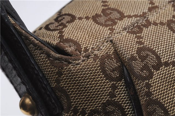Authentic GUCCI Horsebit Shoulder Hand Bag GG Canvas Leather 114915 Brown 7067D