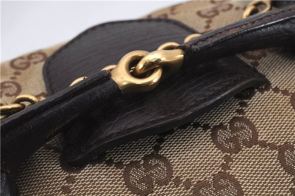 Authentic GUCCI Horsebit Shoulder Hand Bag GG Canvas Leather 114915 Brown 7067D