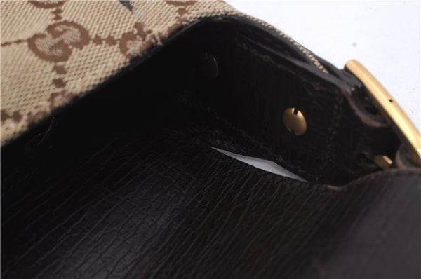 Authentic GUCCI Horsebit Shoulder Hand Bag GG Canvas Leather 114915 Brown 7067D