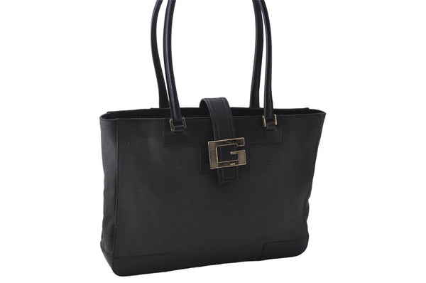 Authentic GUCCI Shoulder Tote Bag Canvas Leather 0021109 Black 7068D