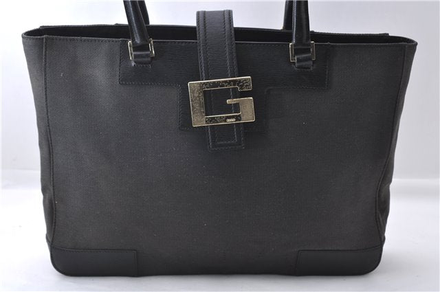 Authentic GUCCI Shoulder Tote Bag Canvas Leather 0021109 Black 7068D