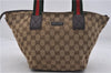 Authentic GUCCI Web Sherry Line Hand Bag GG Canvas Leather 131228 Brown 7069D