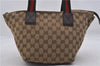 Authentic GUCCI Web Sherry Line Hand Bag GG Canvas Leather 131228 Brown 7069D