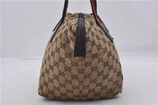 Authentic GUCCI Web Sherry Line Hand Bag GG Canvas Leather 131228 Brown 7069D