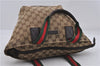 Authentic GUCCI Web Sherry Line Hand Bag GG Canvas Leather 131228 Brown 7069D