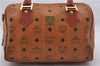 Authentic MCM Visetos Leather Vintage 2Way Hand Boston Bag Brown 7071D