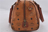 Authentic MCM Visetos Leather Vintage 2Way Hand Boston Bag Brown 7071D