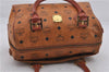 Authentic MCM Visetos Leather Vintage 2Way Hand Boston Bag Brown 7071D