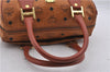 Authentic MCM Visetos Leather Vintage 2Way Hand Boston Bag Brown 7071D