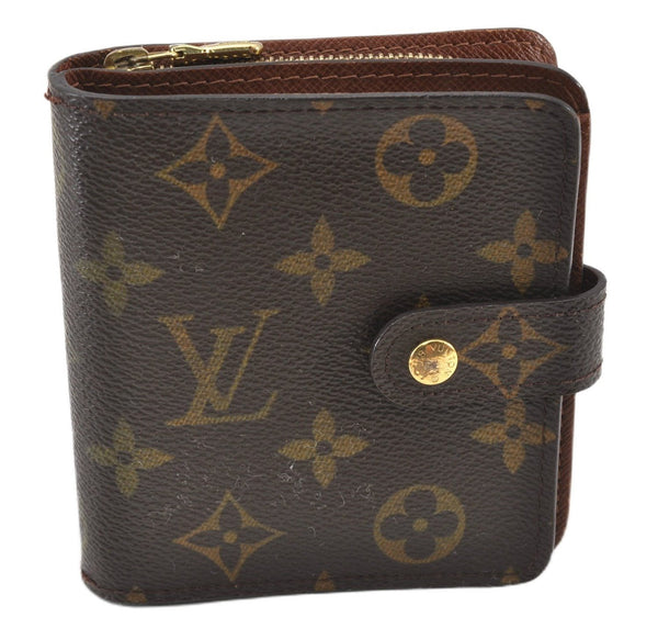 Authentic Louis Vuitton Monogram Compact Zip Bifold Wallet Purse M61667 LV 7075F