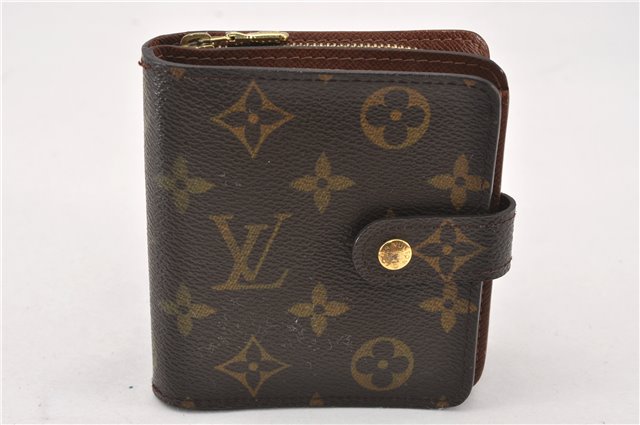 Authentic Louis Vuitton Monogram Compact Zip Bifold Wallet Purse M61667 LV 7075F