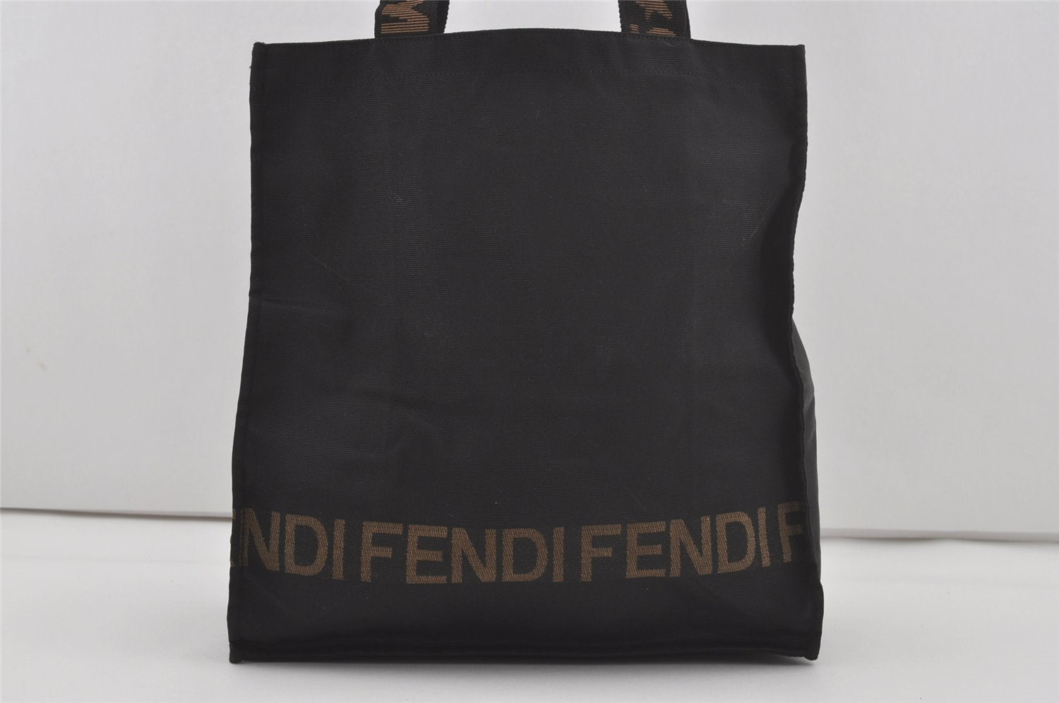 Authentic FENDI Vintage Nylon Leather Folding Hand Tote Bag Black 7075I