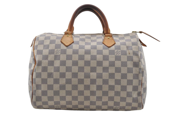 Authentic Louis Vuitton Damier Azur Speedy30 Hand Boston Bag N41533 LV 7080D